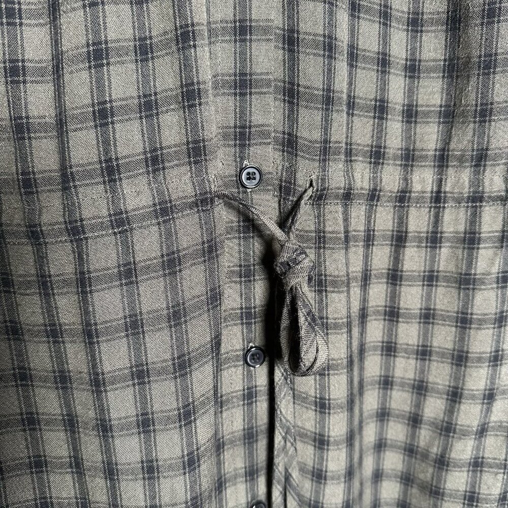 Rails Womens Small Bella Tie Waist Dress Olive Iron Check Button Up Long Sleeve - Picture 8 of 14